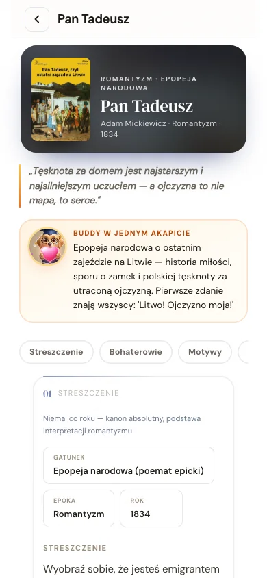 Opracowanie lektury Pan Tadeusz