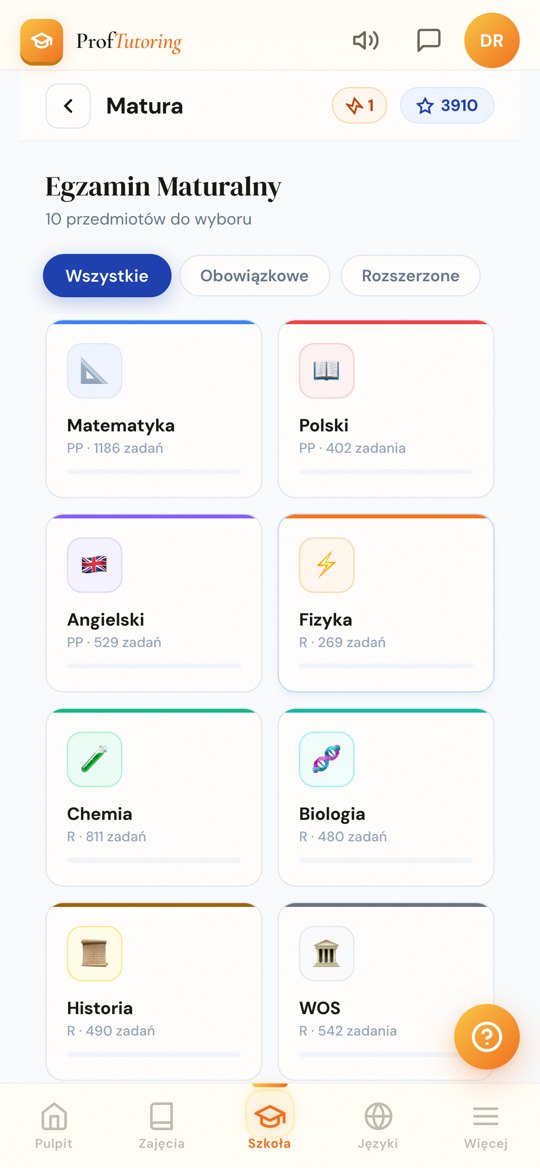Wybór przedmiotu maturalnego w apce